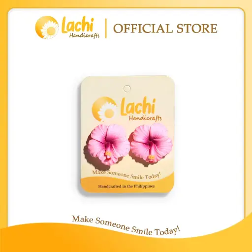 [HB-PK-ERSL] Lachi - Pink Hibiscus Earring (L)