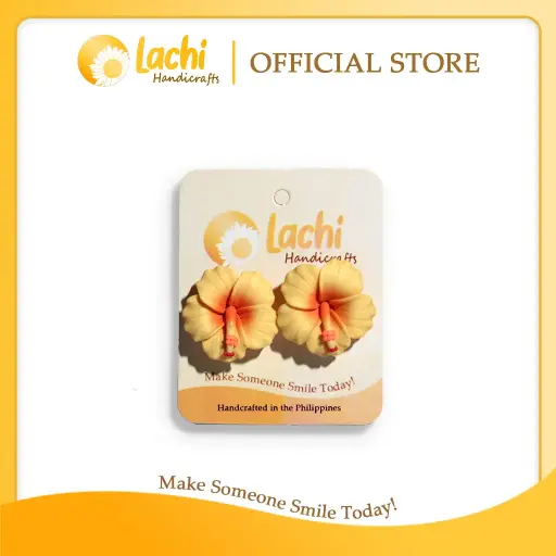 [HB-YWOR-ERSL] Lachi - Yellow/Orange Hibiscus Earring (L)