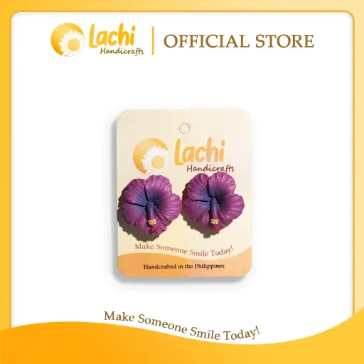 [HB-PR-ERSL] Lachi - Purple Hibiscus Earring (L)