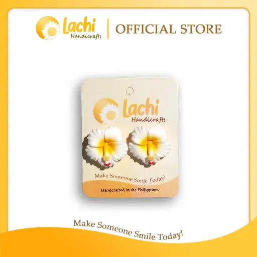 [HB-WHYW-ERSL] Lachi - White/Yellow Hibiscus Earring (L)