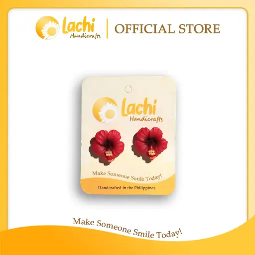 [HB-RDBK-ERSM] Lachi - Red/Black Hibiscus Earring (M)