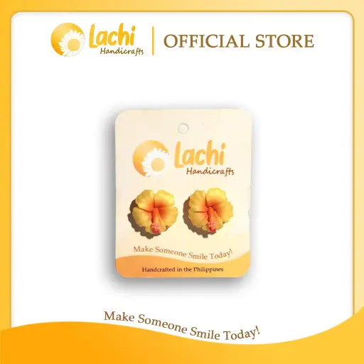 [HB-YWOR-ERSM] Lachi - Yellow/Orange Hibiscus Earring (M)