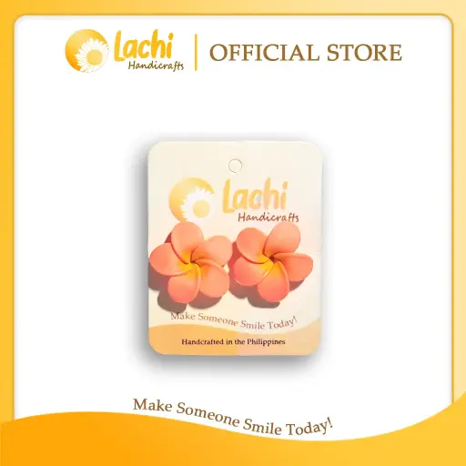 [PL-ORYW-ERSL] Lachi - Orange/Yellow Plumeria Earring (L)
