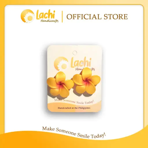 [PL-YWOR-ERSL] Lachi - Yellow/Orange Plumeria Earring (L)