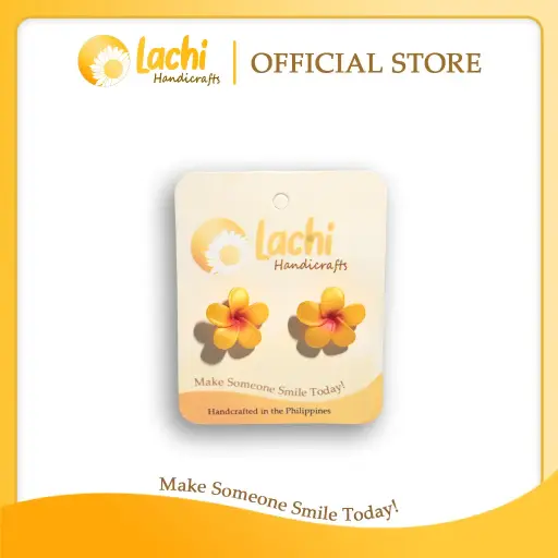 [PL-YWOR-ERSM] Lachi - Yellow/Orange Plumeria Earring (M)