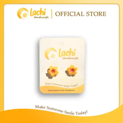 [PL-YWOR-ERSS] Lachi - Yellow/Orange Plumeria Earring (S)