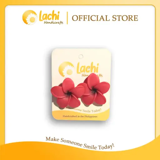 [PL-RDBK-ERSXL] Lachi - Red Plumeria Earring (XL)