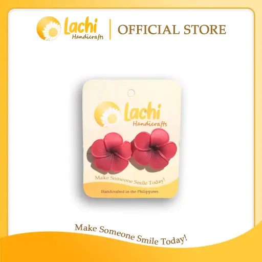 [PL-RDBK-ERSL] Lachi - Red Plumeria Earring (L)