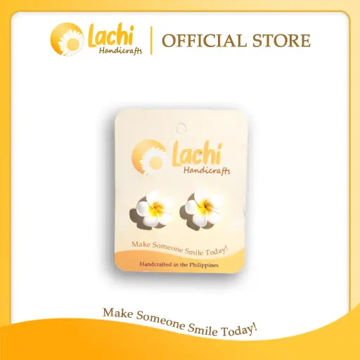 [PL-WHYW-ERSM] Lachi - White/Yellow Plumeria Earring (M)
