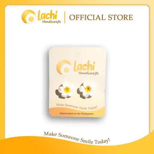 [PL-WHYW-ERSS] Lachi - White/Yellow Plumeria Earring (S)