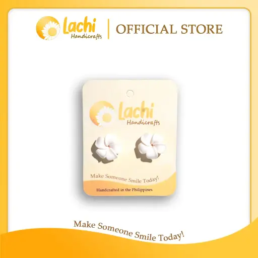 [PL-WH-ERSM] Lachi - White Plumeria Earring (M)