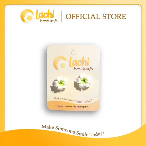 [PL-WHGR-ERSM] Lachi - White/Green Plumeria Earring (M)