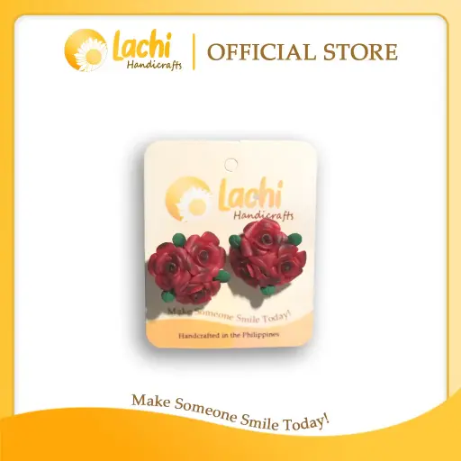 [RS-REDBK-ERSBQ] Lachi - Red/Black Rose Earring (BQ)