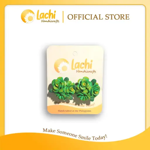 [RS-GRYW-ERSBQ] Lachi - Green/Yellow Rose Earring (BQ)