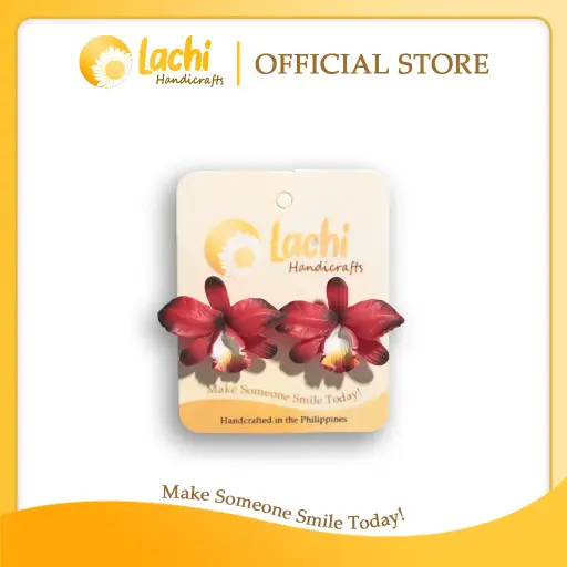 [OR-RDBK-ERSXL] Lachi - Red/Black Orchid Earring (XL)