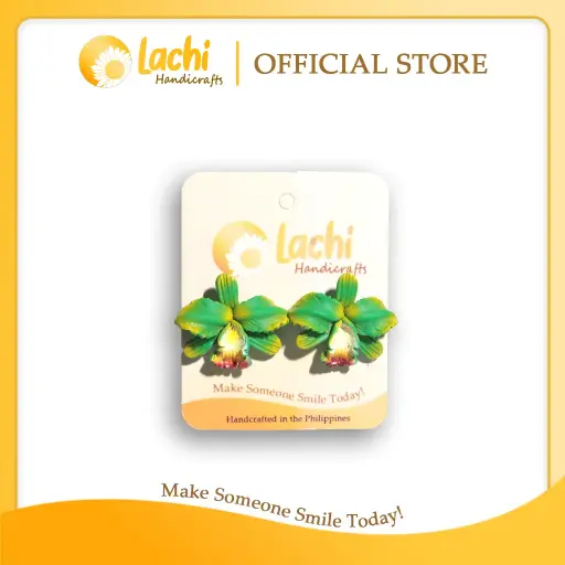 [OR-GRYW-ERSXL] Lachi - Green/Yellow Orchid Earring (XL)